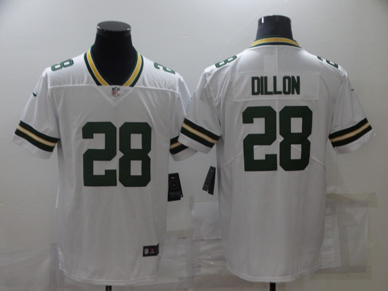 Men's Green Bay Packers AJ Dillon #28 White Jersey